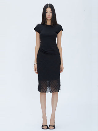 black fishtail midi skirt