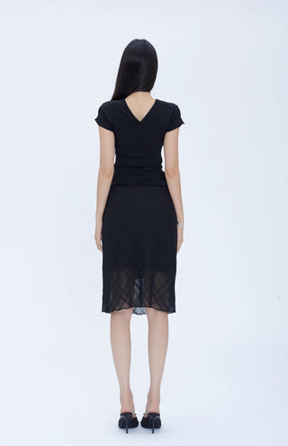 black fishtail midi skirt