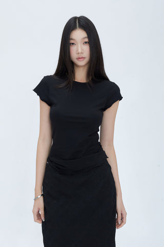 black fishtail midi skirt
