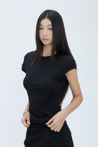 black fishtail midi skirt