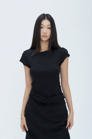 black fishtail midi skirt