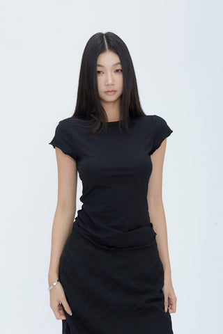 black fishtail midi skirt