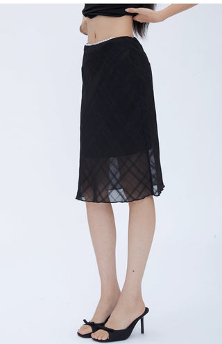 black fishtail midi skirt