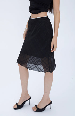 black fishtail midi skirt