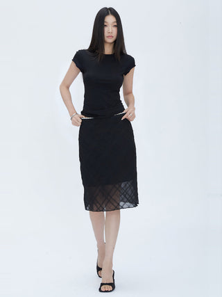 black fishtail midi skirt