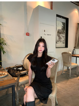 black fishtail midi skirt