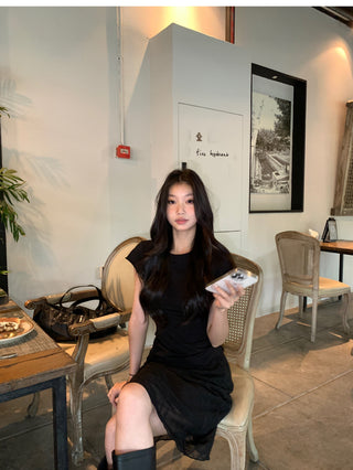 black fishtail midi skirt