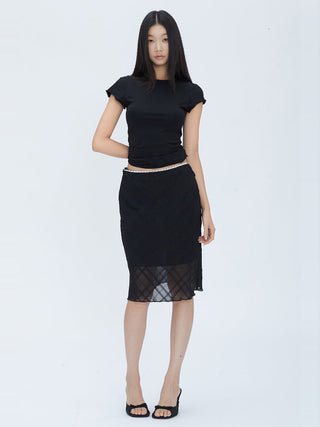 black fishtail midi skirt