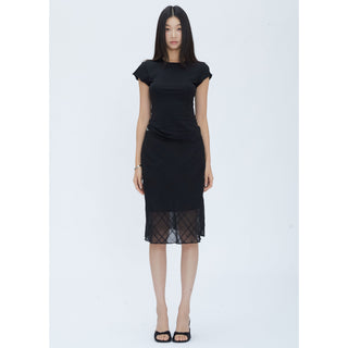 black fishtail midi skirt