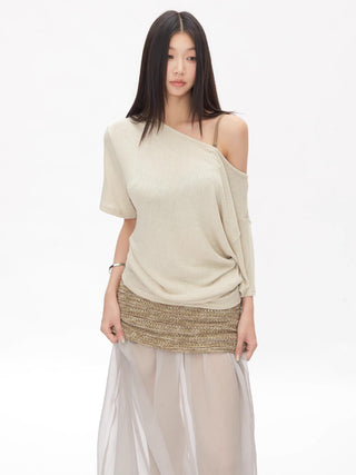 off-shoulder see-through tops