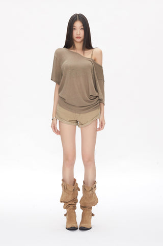 off-shoulder see-through tops
