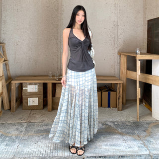versatile plaid fishtail skirt