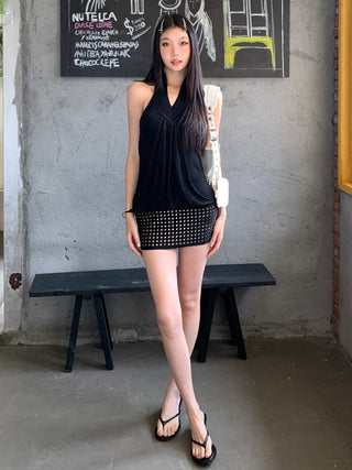 sexy rhinestone halter skirt