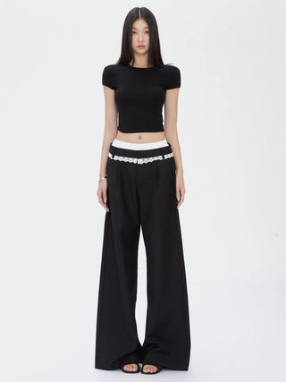 wide-leg lace pants
