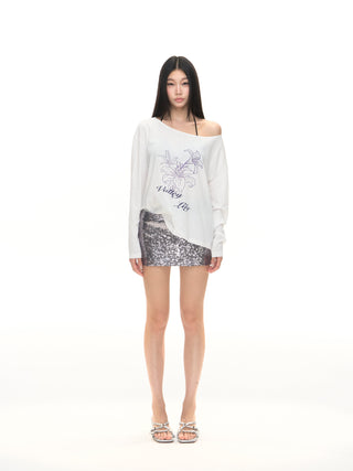 loose printed tee tops
