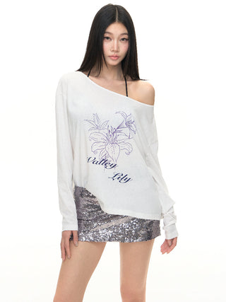 loose printed tee tops