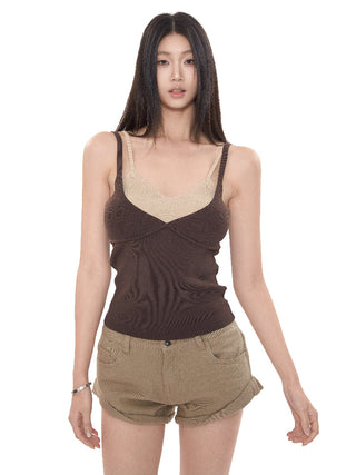 fake two-piece vest tops