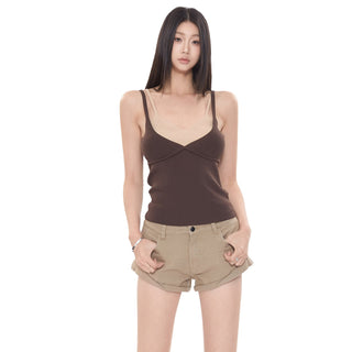 fake two-piece vest tops
