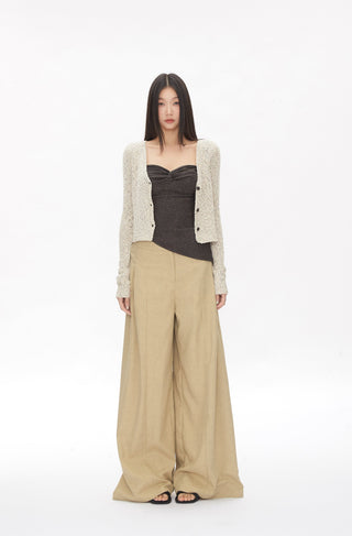khaki wide-leg pants