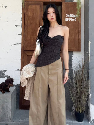 khaki wide-leg pants