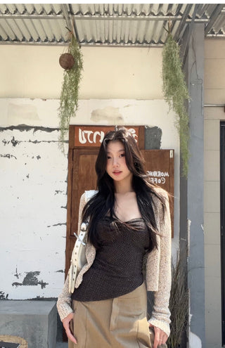 short knitted cardigan tops