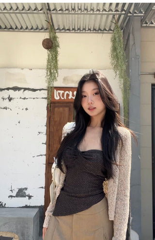 short knitted cardigan tops