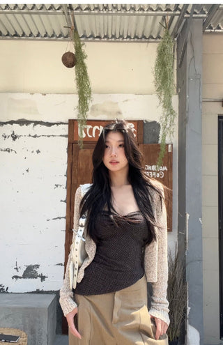 short knitted cardigan tops