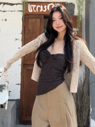 short knitted cardigan tops