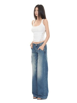 blue low waist jeans