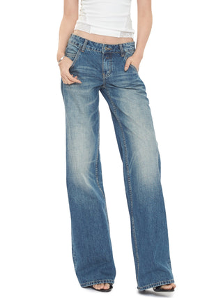 blue low waist jeans