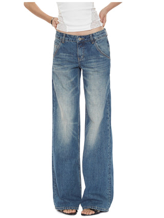 blue low waist jeans