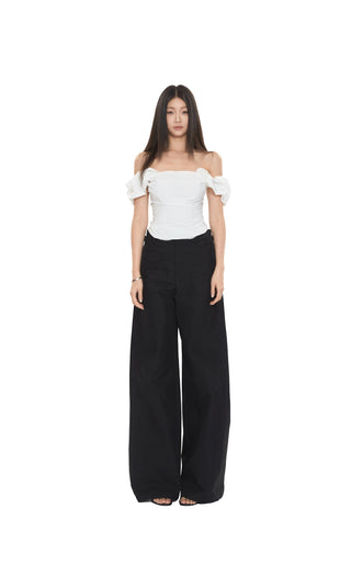 black wide-leg pants