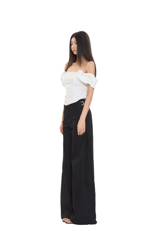 black wide-leg pants