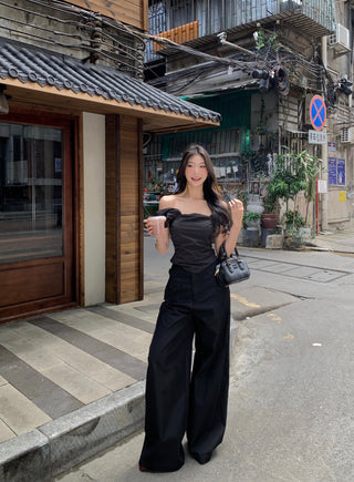 black wide-leg pants