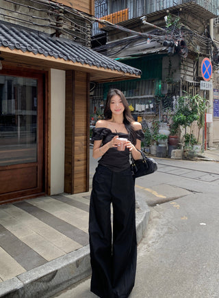 black wide-leg pants