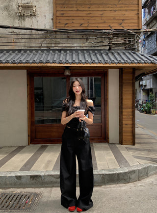 black wide-leg pants