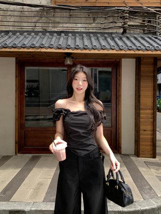 black wide-leg pants