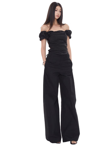 black wide-leg pants