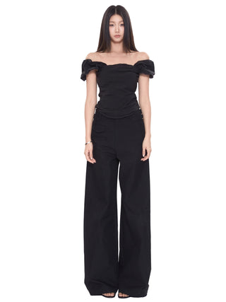 black wide-leg pants