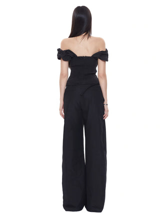 black wide-leg pants