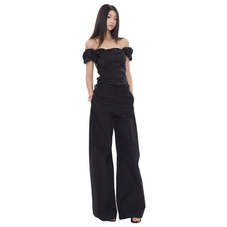 black wide-leg pants
