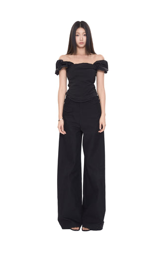 black wide-leg pants