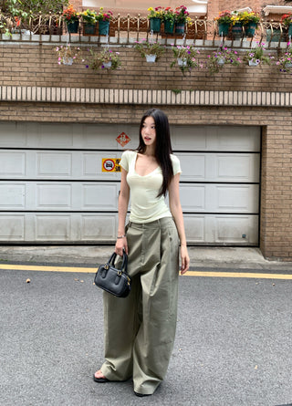 wide-leg draping trousers