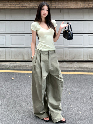 wide-leg draping trousers
