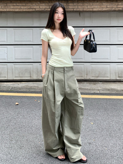 wide-leg draping trousers