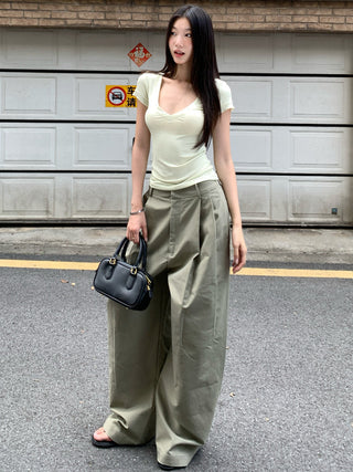 wide-leg draping trousers