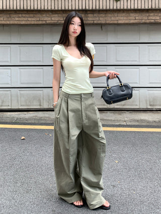 wide-leg draping trousers