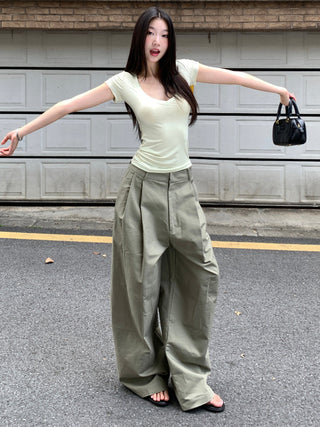 wide-leg draping trousers