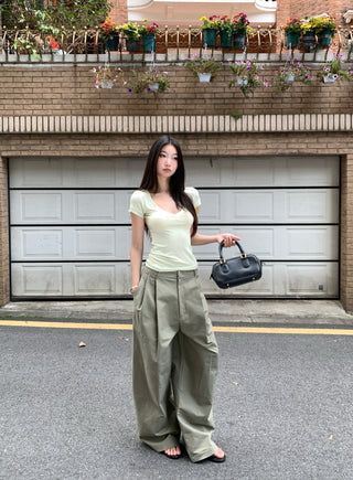 wide-leg draping trousers