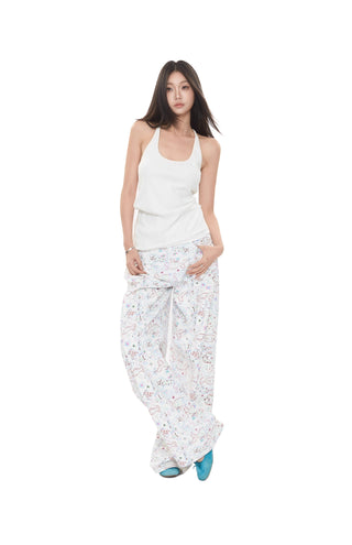 floral wide-leg pants